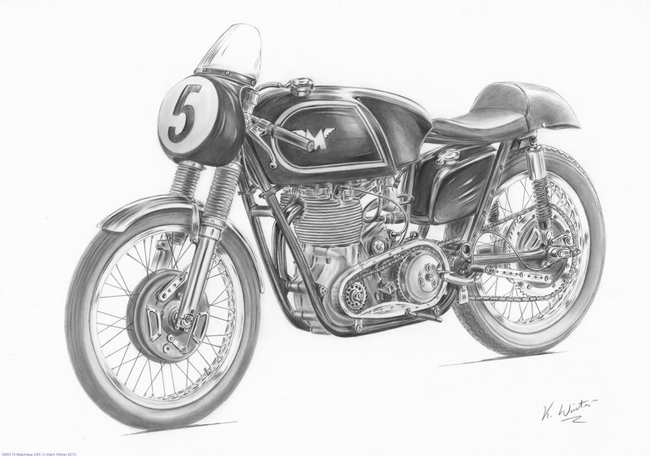 Cafe Racer Pencil Drawings by Keith Winter