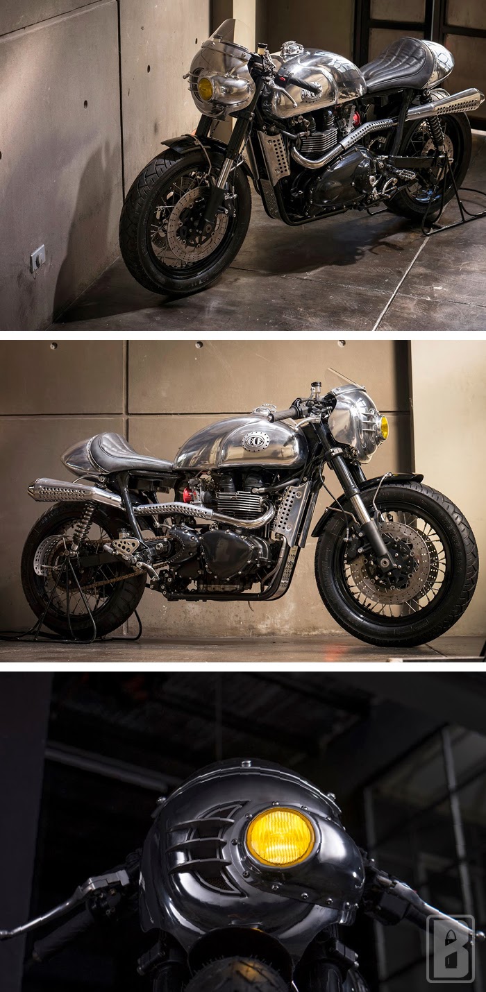 Steampunk Triumph Thruxton, cafe racer, Benji's cafe racer, triumph