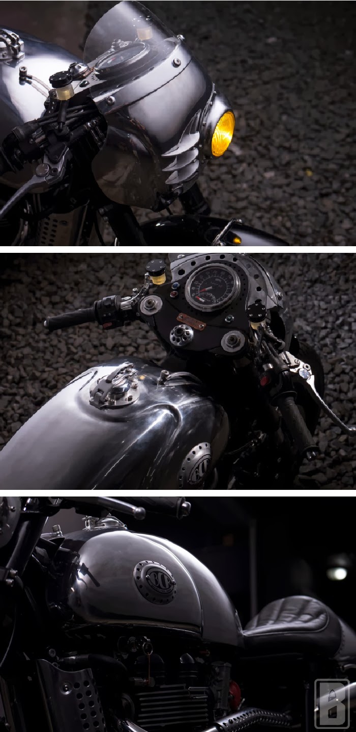 Steampunk Triumph Thruxton, cafe racer, Benji's cafe racer, triumph