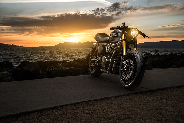 Triumph cafe racer, San Francisco, Treasure Island