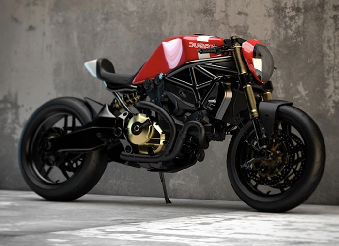 Ziggy Moto, Ducati illustration, concept art, Monster 821, Ducati M821, cafe racer