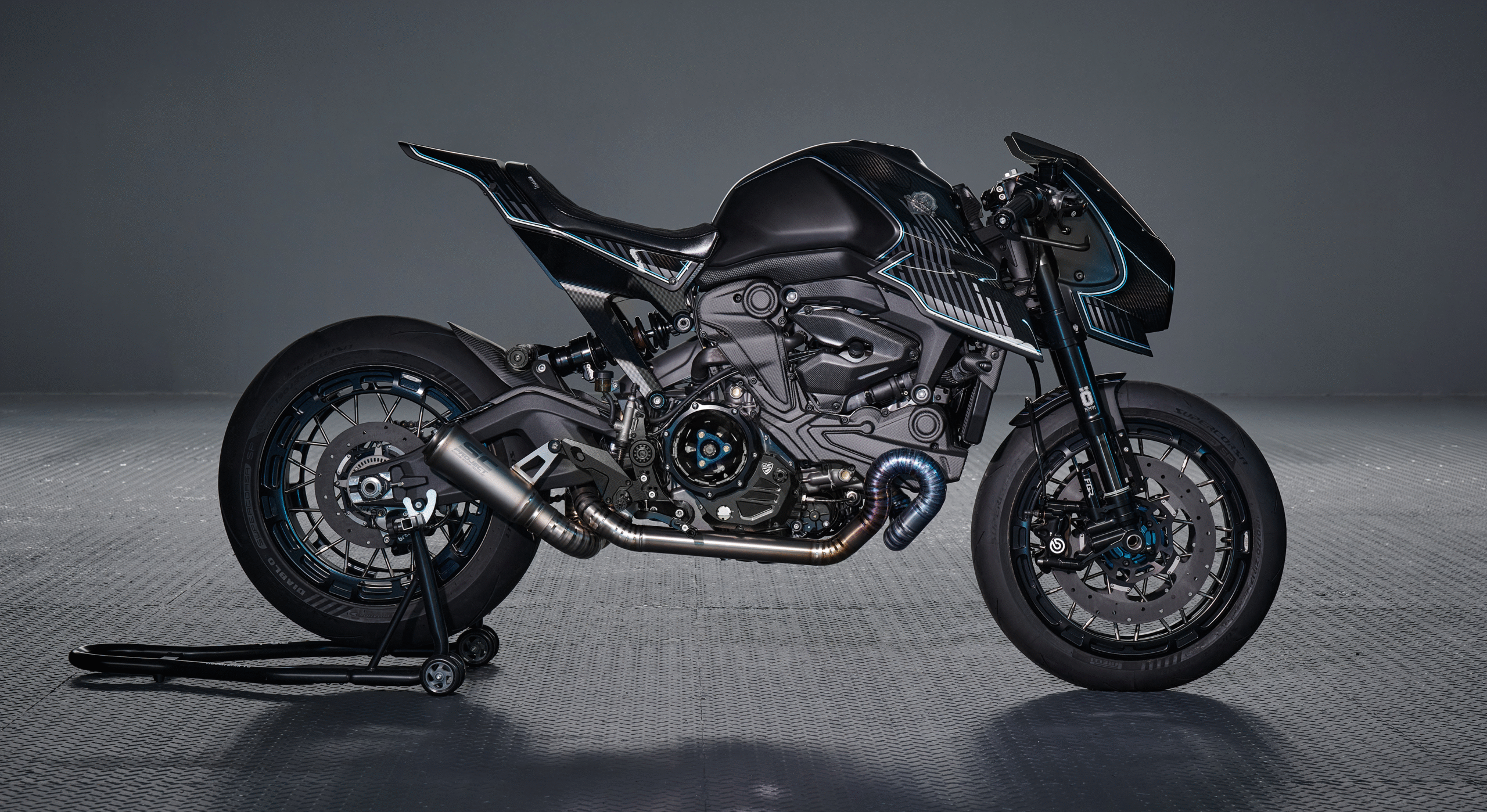 Full side view of the custom Ducati Monster 937 Silhouette R by Rough Crafts