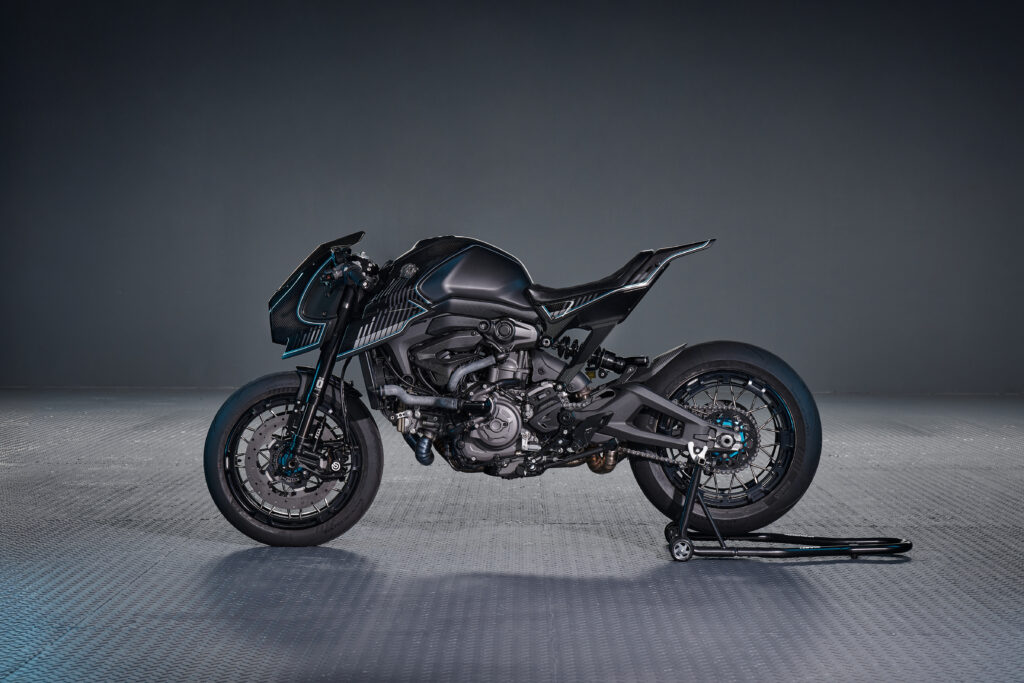 Full side view of the custom Ducati Monster 937 Silhouette R by Rough Crafts